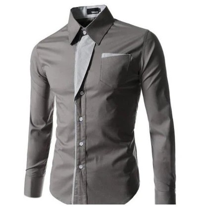 effen kleur slim fit button down heren overhemd