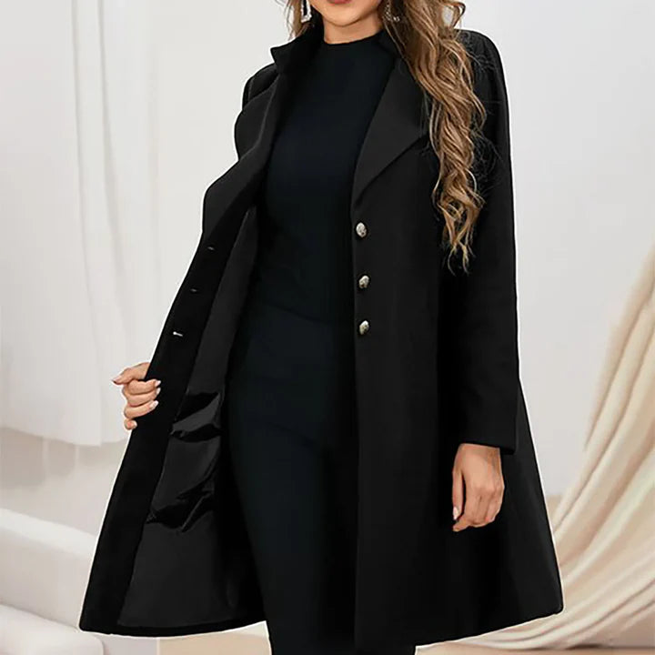 Lange wintercoat met knoopsluiting voor dames