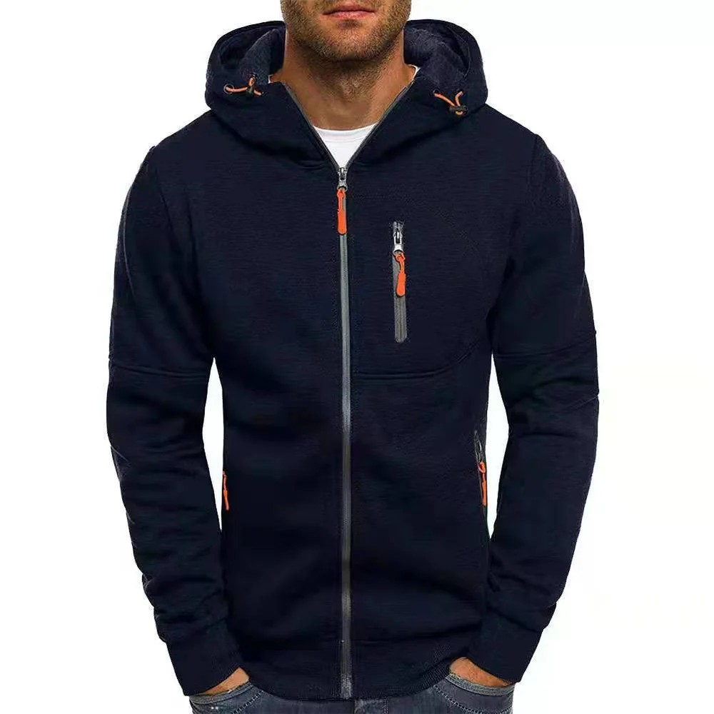 Heren hoodie | Capuchon met rits en fleece