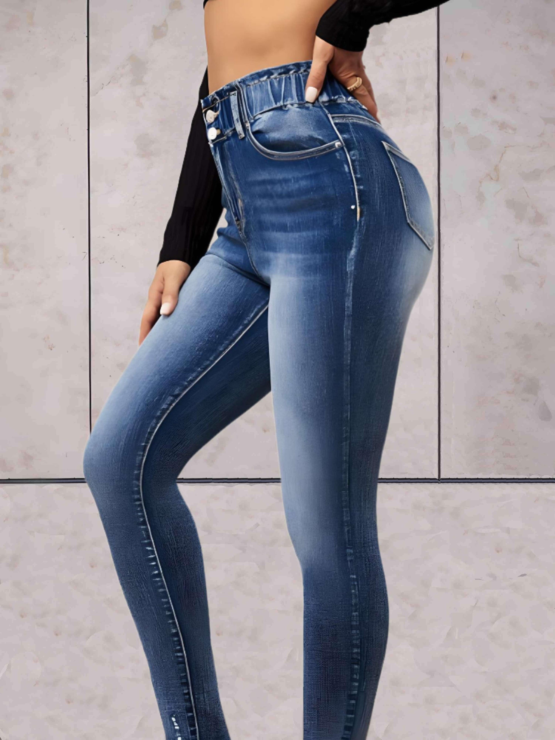 Adele - Strakke skinny jeans hoge taille - Sky-Sense