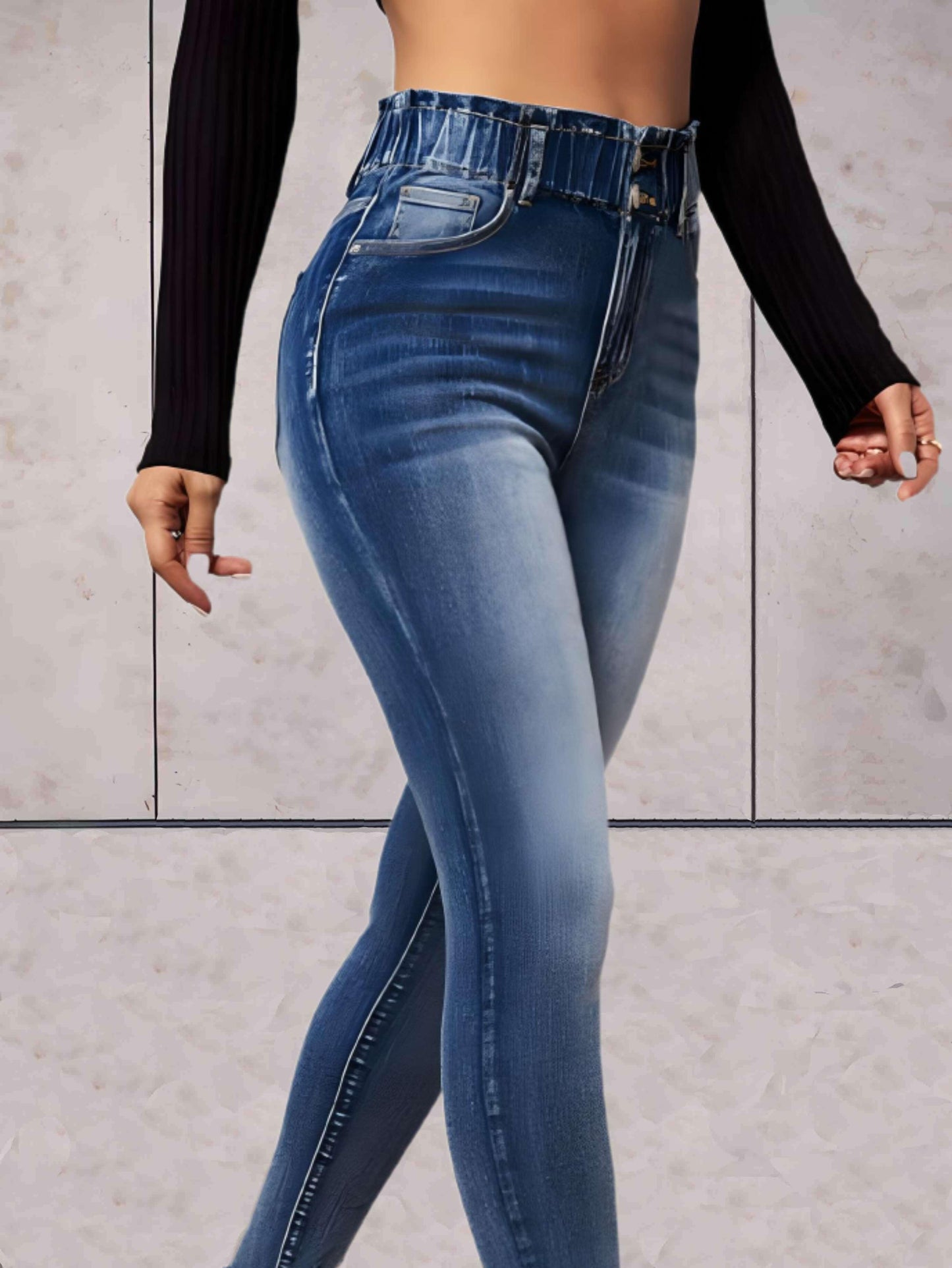 Adele - Strakke skinny jeans hoge taille - Sky-Sense