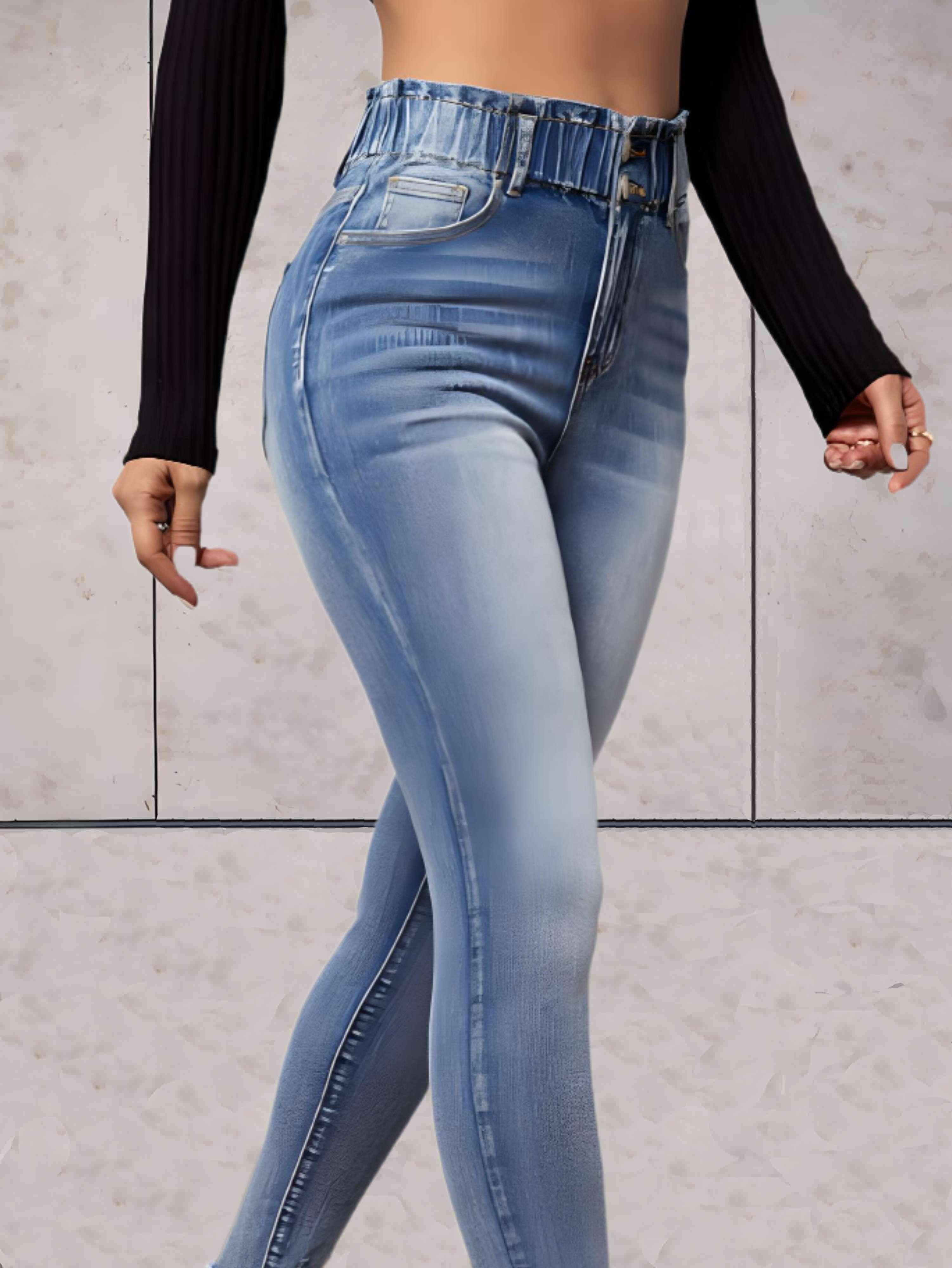 Adele - Strakke skinny jeans hoge taille - Sky-Sense