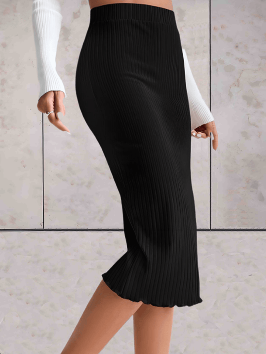 Camille - Nette strakke skirt met strepen en geribbelde onderkant - Sky-Sense