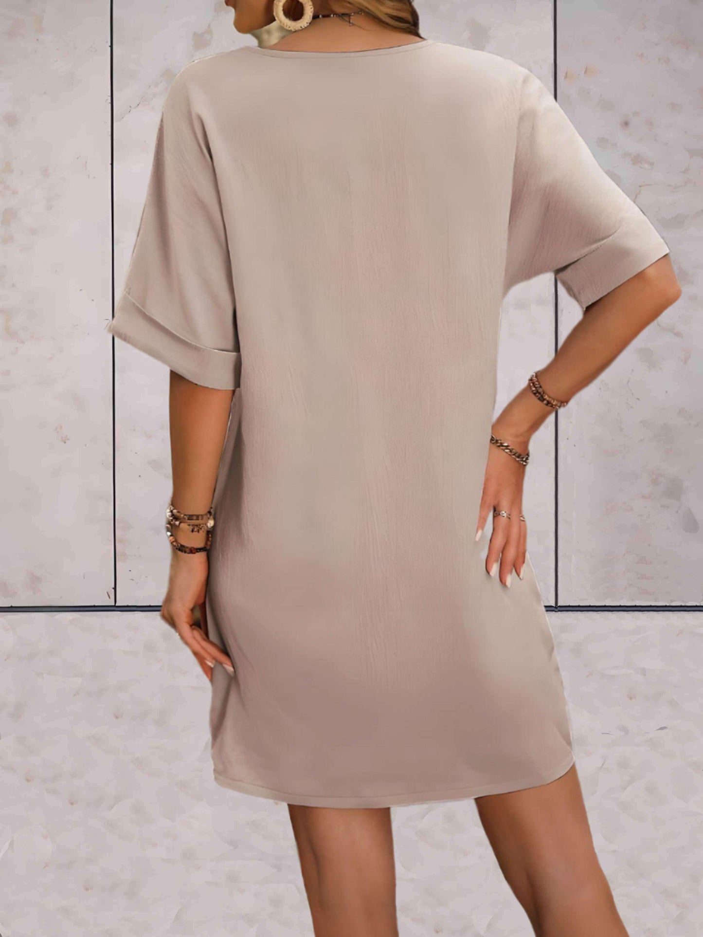 Annicah - Comfortabele casual jurk met wijde korte mouwen - Sky-Sense
