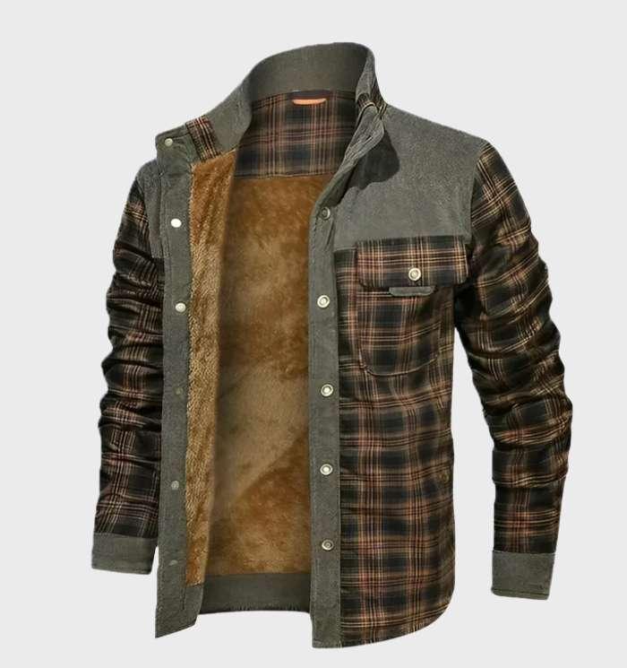Walter - warme geruite jas van flanel met fleecevoering en hoge halslijn - Sky-Sense