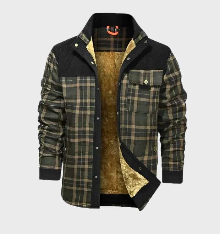 Walter - warme geruite jas van flanel met fleecevoering en hoge halslijn - Sky-Sense