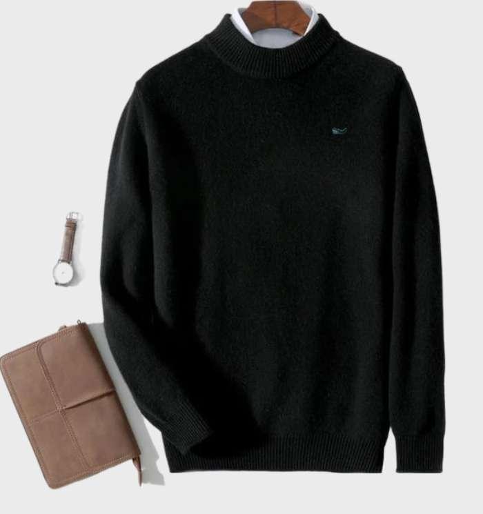 Henry -Effen, eenkleurige trui met een ronde hals en geribde mouwen - Sky-Sense
