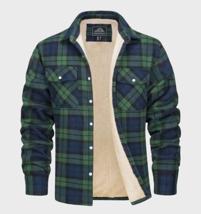 Modern flaneljacket met fleecevoering voor heren