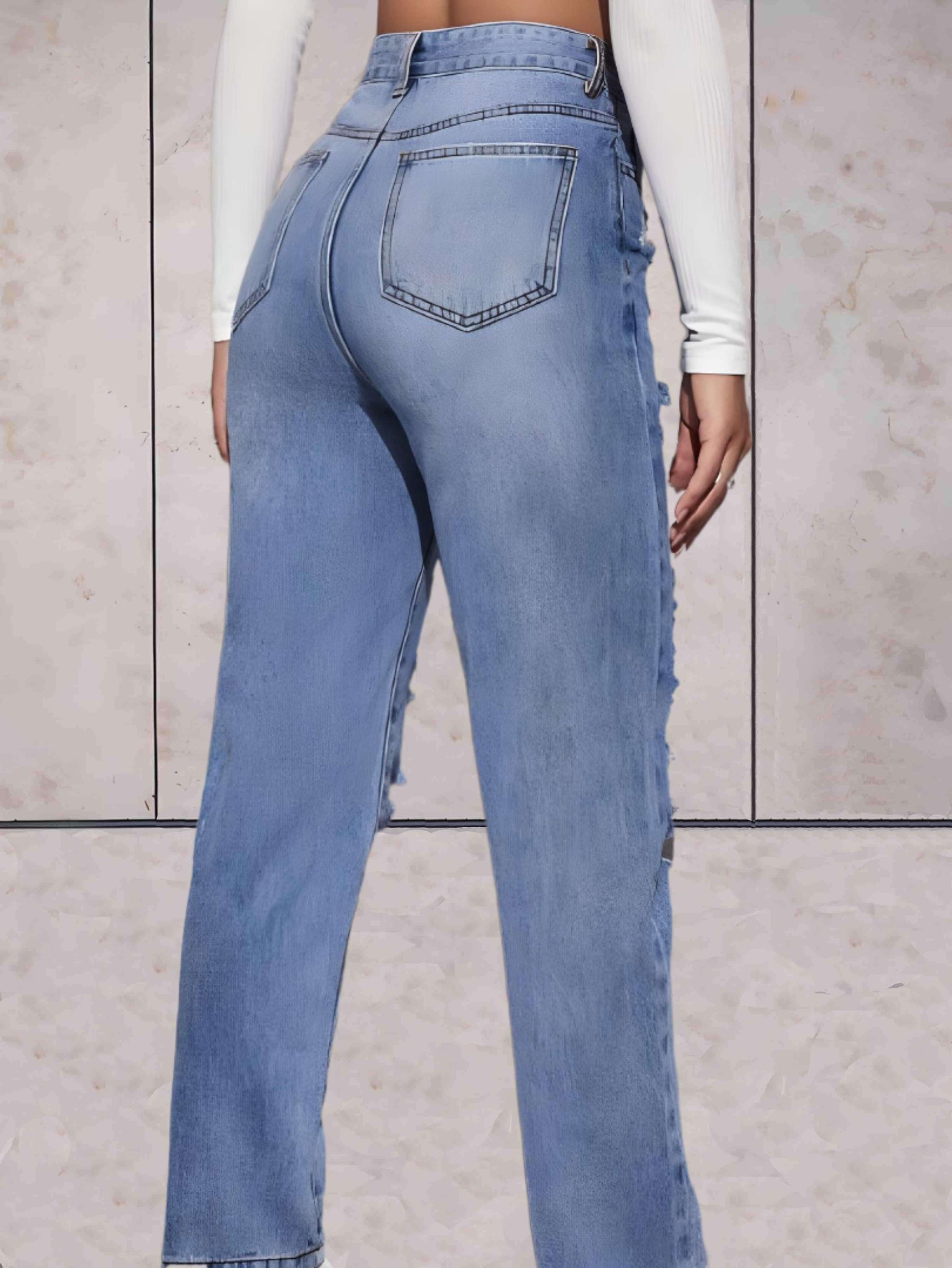 Bona - Meervoudig gescheurde jeans met ombre-design - Sky-Sense