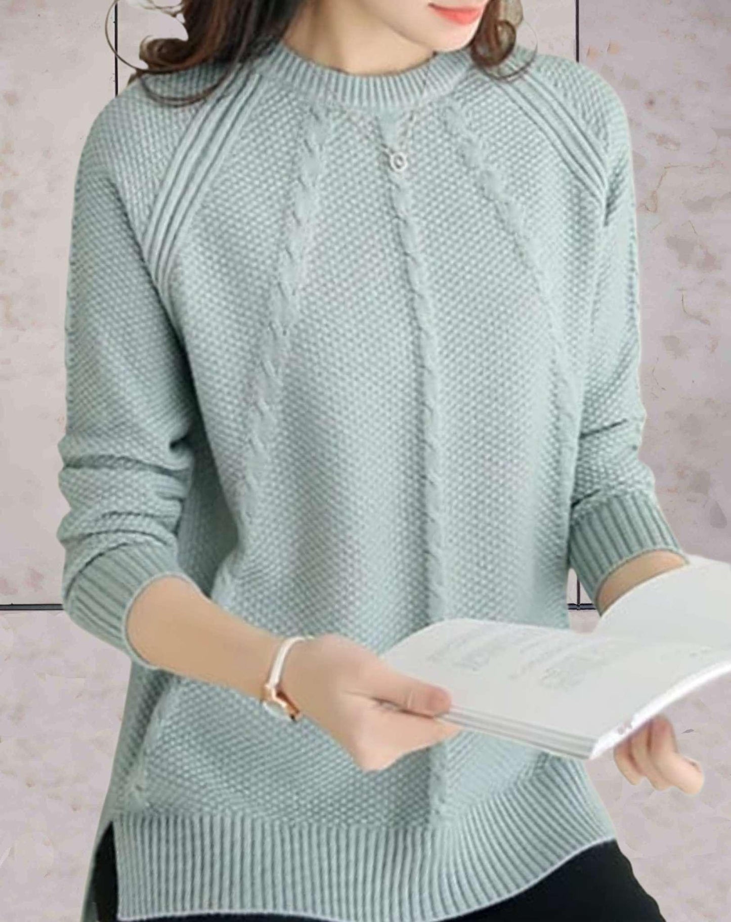 Fiona - Eenvoudig gebreide trui met ronde hals voor casual kleding - Sky-Sense