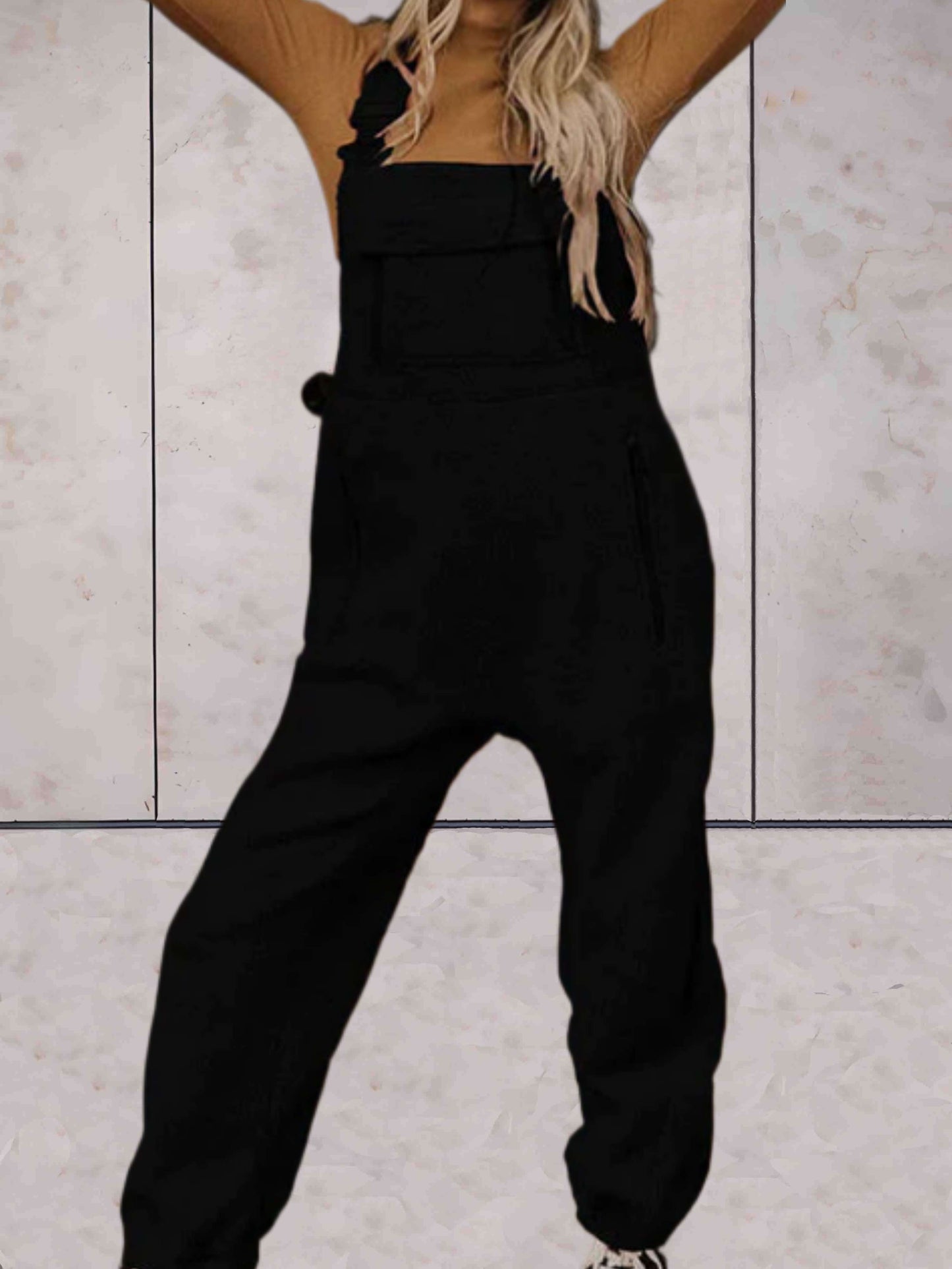 Lilian - eenvoudige mouwloze fleece jumpsuit met zakken voor dagelijks gebruik