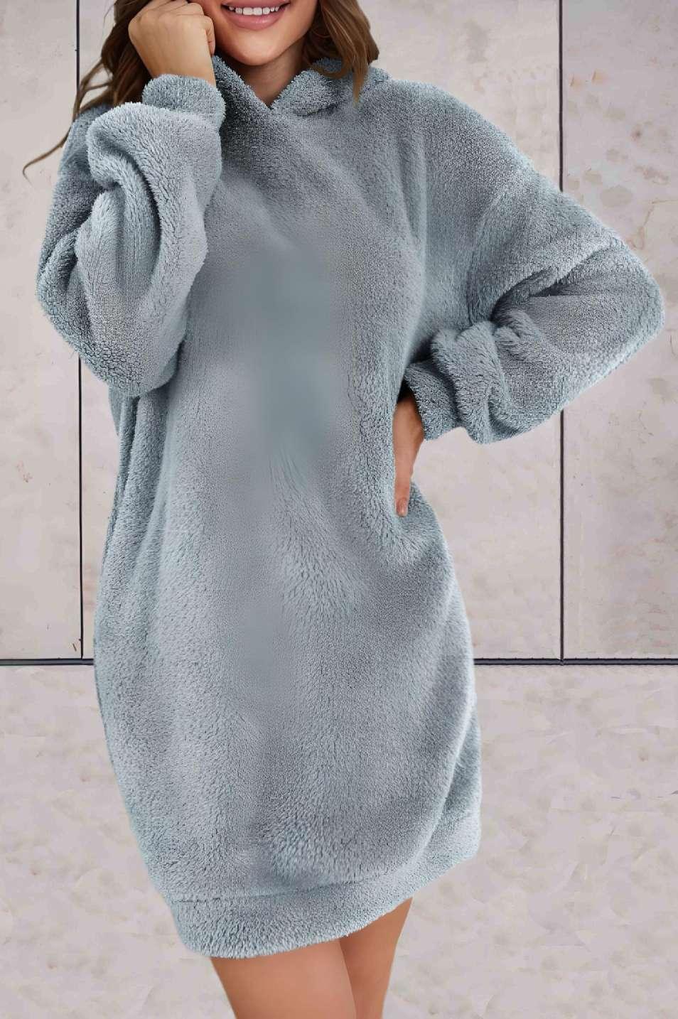 Lulu - Lange dikke onesie hoodie oversized met pofmouwen - Sky-Sense