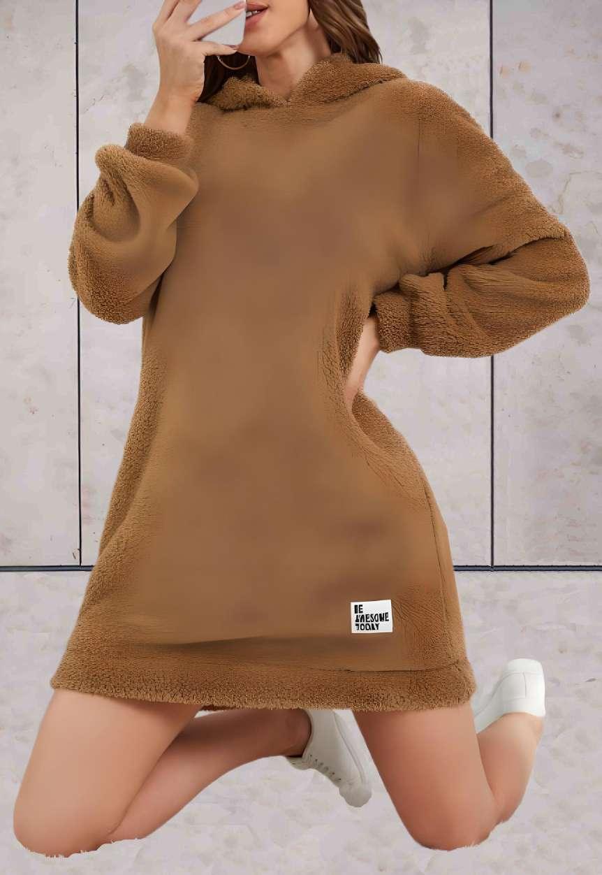 Lulu - Lange dikke onesie hoodie oversized met pofmouwen - Sky-Sense