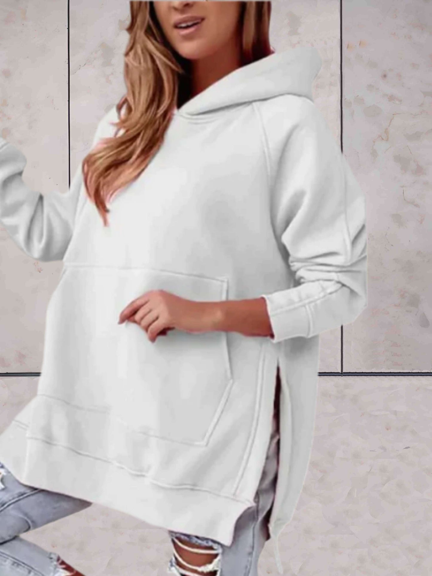 Mila - easy-to-wear oversized hoodie met zijsplitten en losse zakken