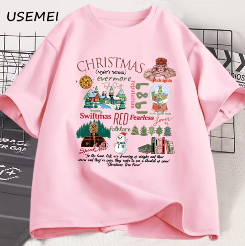 Retro Kerst T-Shirt met Vintage Illustraties - Perfect voor Feestdagen!