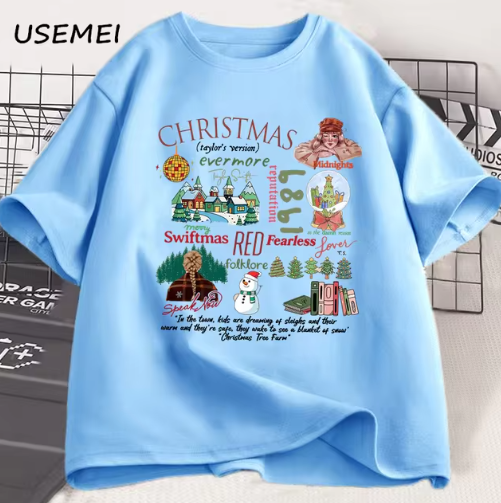 Retro Kerst T-Shirt met Vintage Illustraties - Perfect voor Feestdagen!