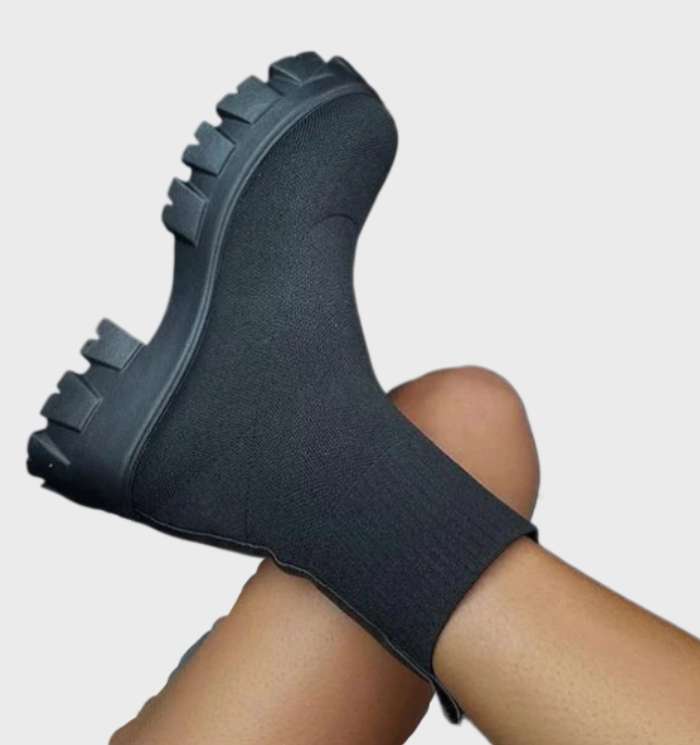 Tanya - comfortabele en rekbare veterloze halfhoge laarzen voor dames met dikke zolen