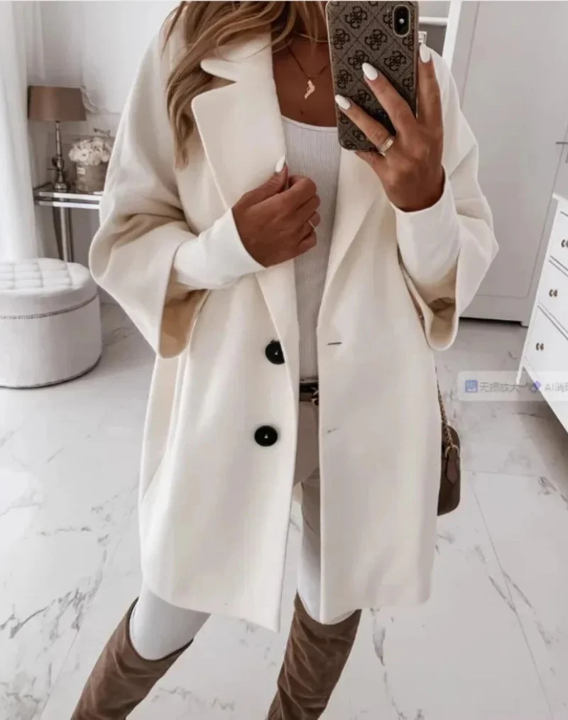 Oversized Trenchcoat Dames met Dubbele Knoopsluiting en Relaxte Pasvorm