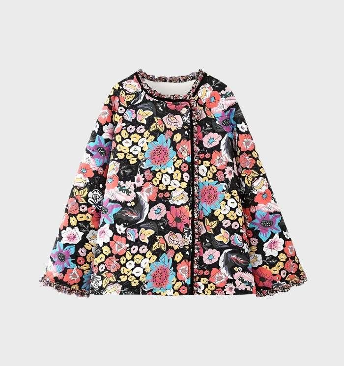 Ailene - Casual jas met bloemenprint, zakken en open voorkant - Sky-Sense