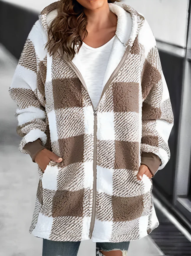 Dames Oversized Hoodie Plaid Losse Overjas