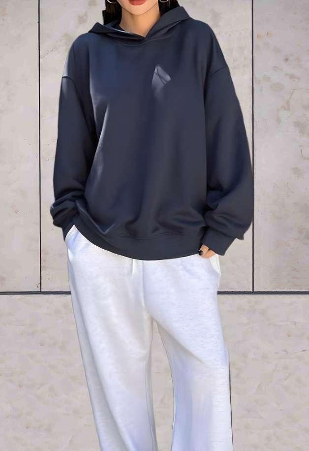 Gianna - Effen hoodie met een motiverend statement-design aan de achterkant - Sky-Sense