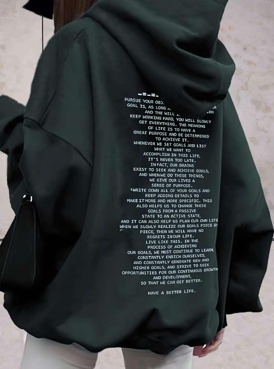 Gianna - Effen hoodie met een motiverend statement-design aan de achterkant - Sky-Sense