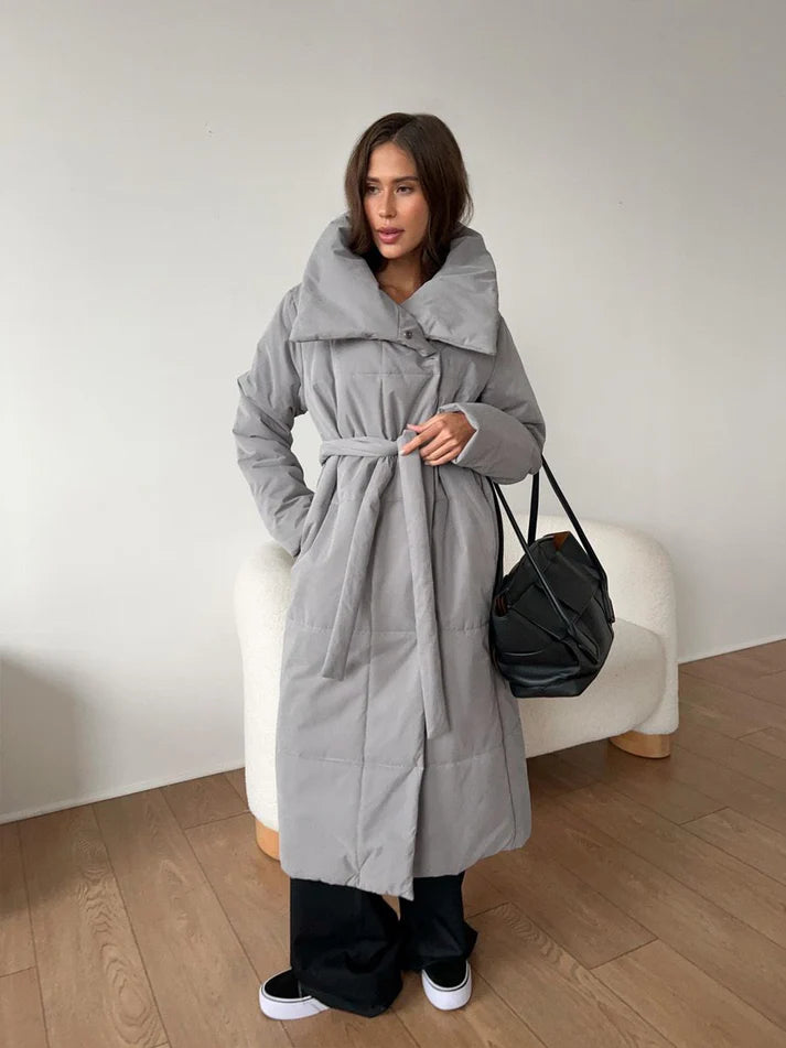 Gewatteerde Puffer Coat met Taille Riem Voor Dames