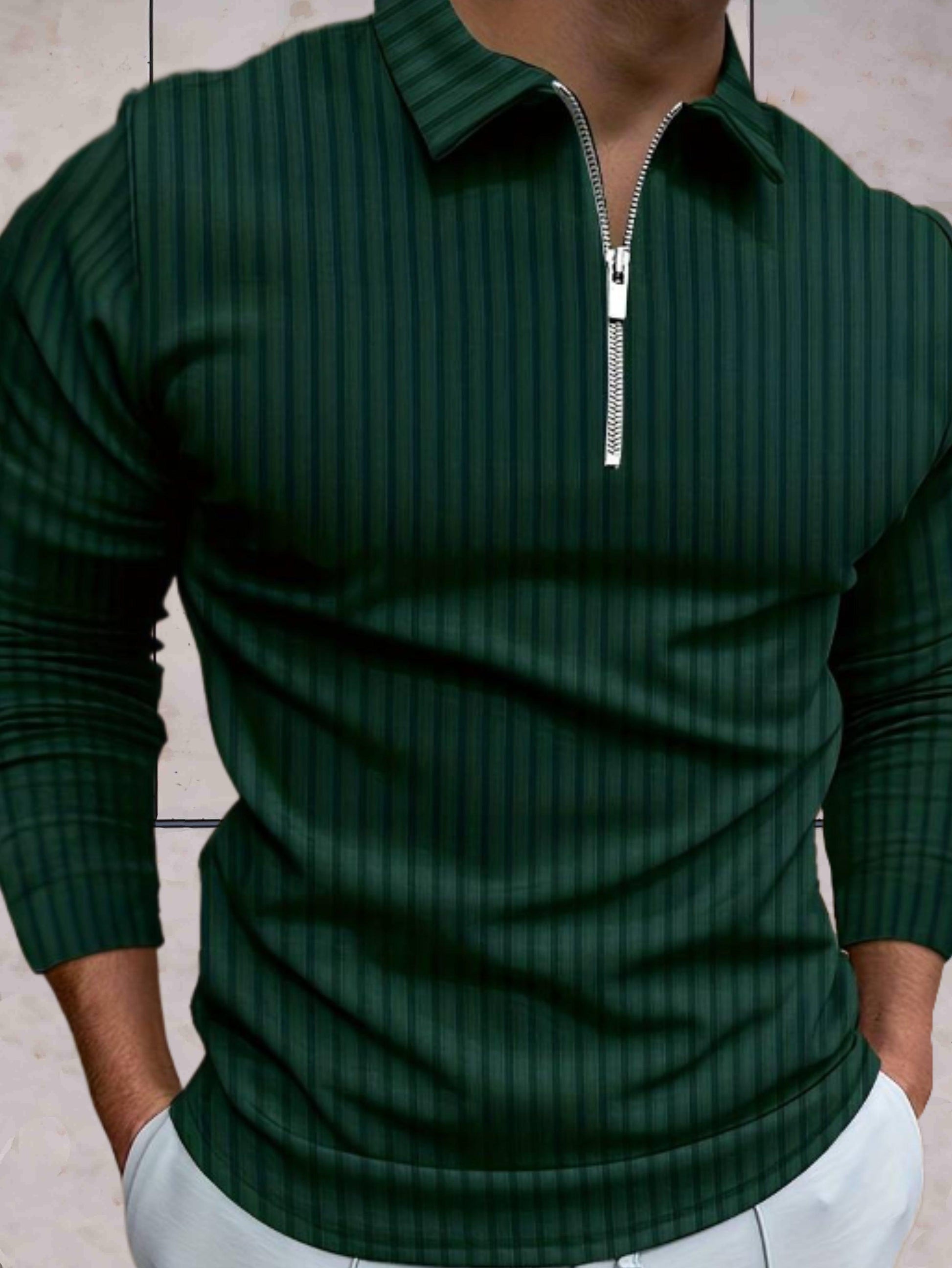James - Winter warme trui zipper kraag strepen comfortabel in meerdere kleuren - Sky-Sense