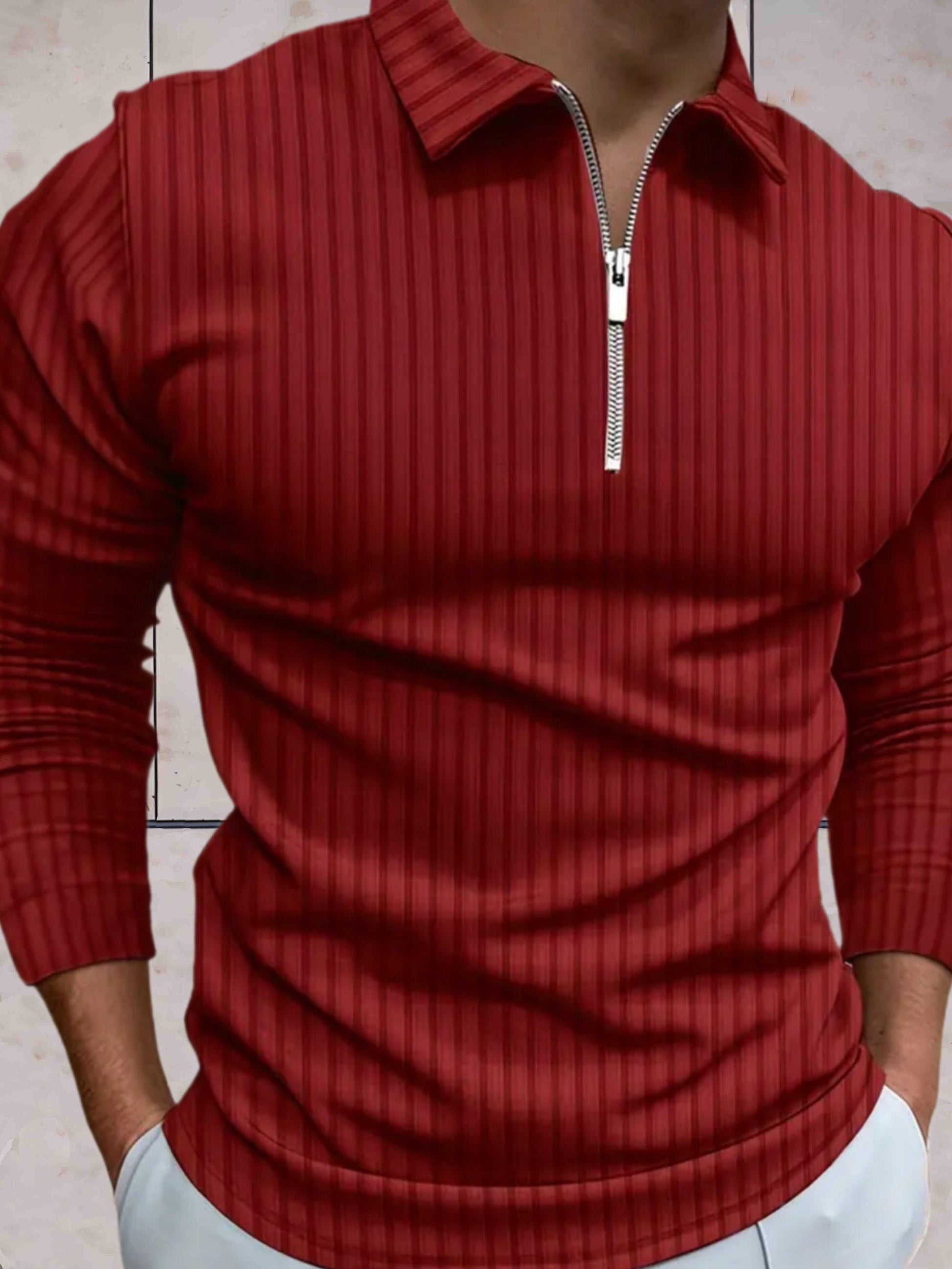James - Winter warme sweater zipper kraag strepen comfortabel in meerdere kleuren - Sky-Sense