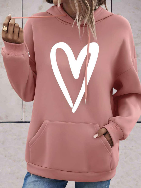 Porsia - Oversized hoodie met grote hartenprint op de voorkant - Sky-Sense