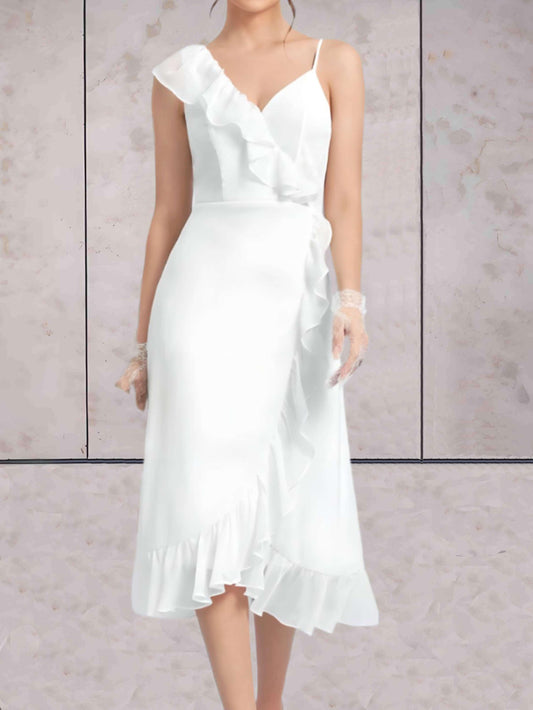 Aislyn - Bruidsjurk wit geribbelde ontwerp trouwen jurk open rug - Sky-Sense