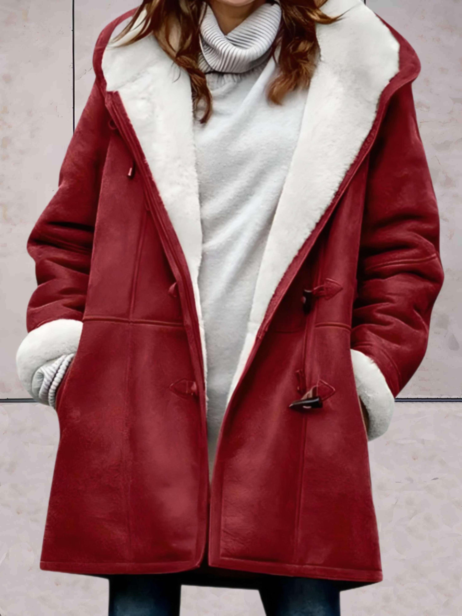 Jacky - Dikke en warme wollen jas met fleece voering en zakken - Sky-Sense