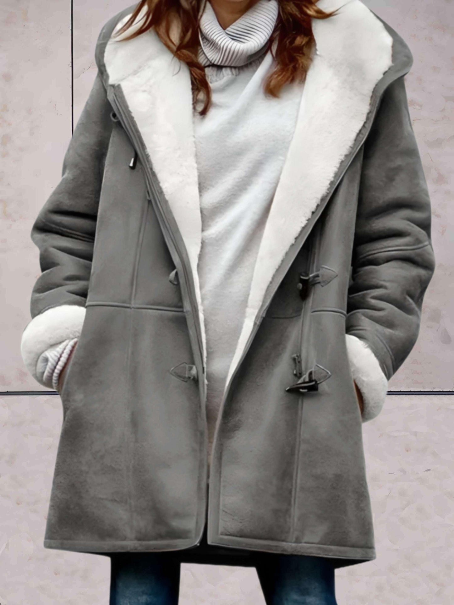 Jacky - Dikke en warme wollen jas met fleece voering en zakken - Sky-Sense
