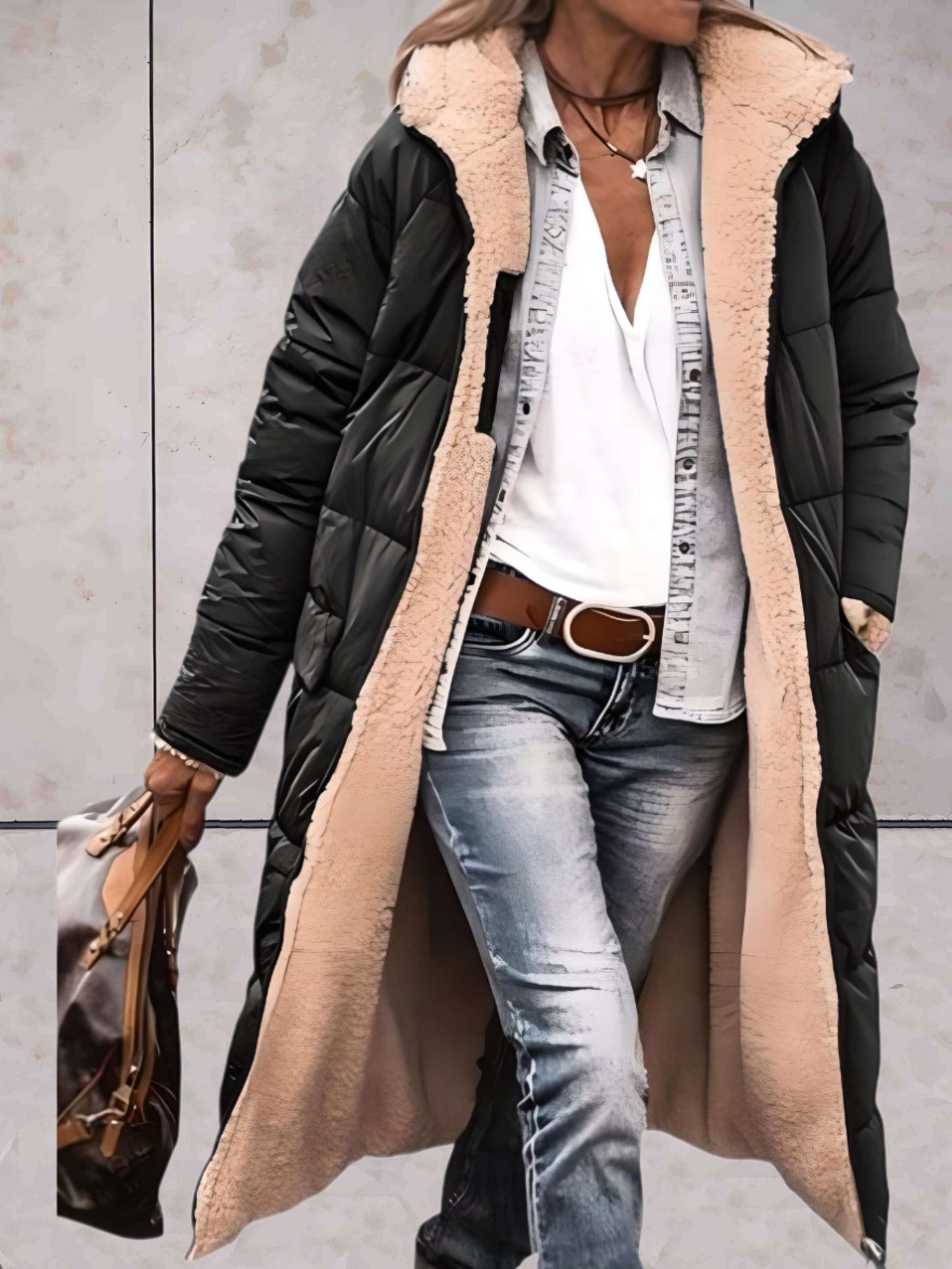 Jane - Warme en comfortabele winter trenchcoat jas met zakken en fleece voering