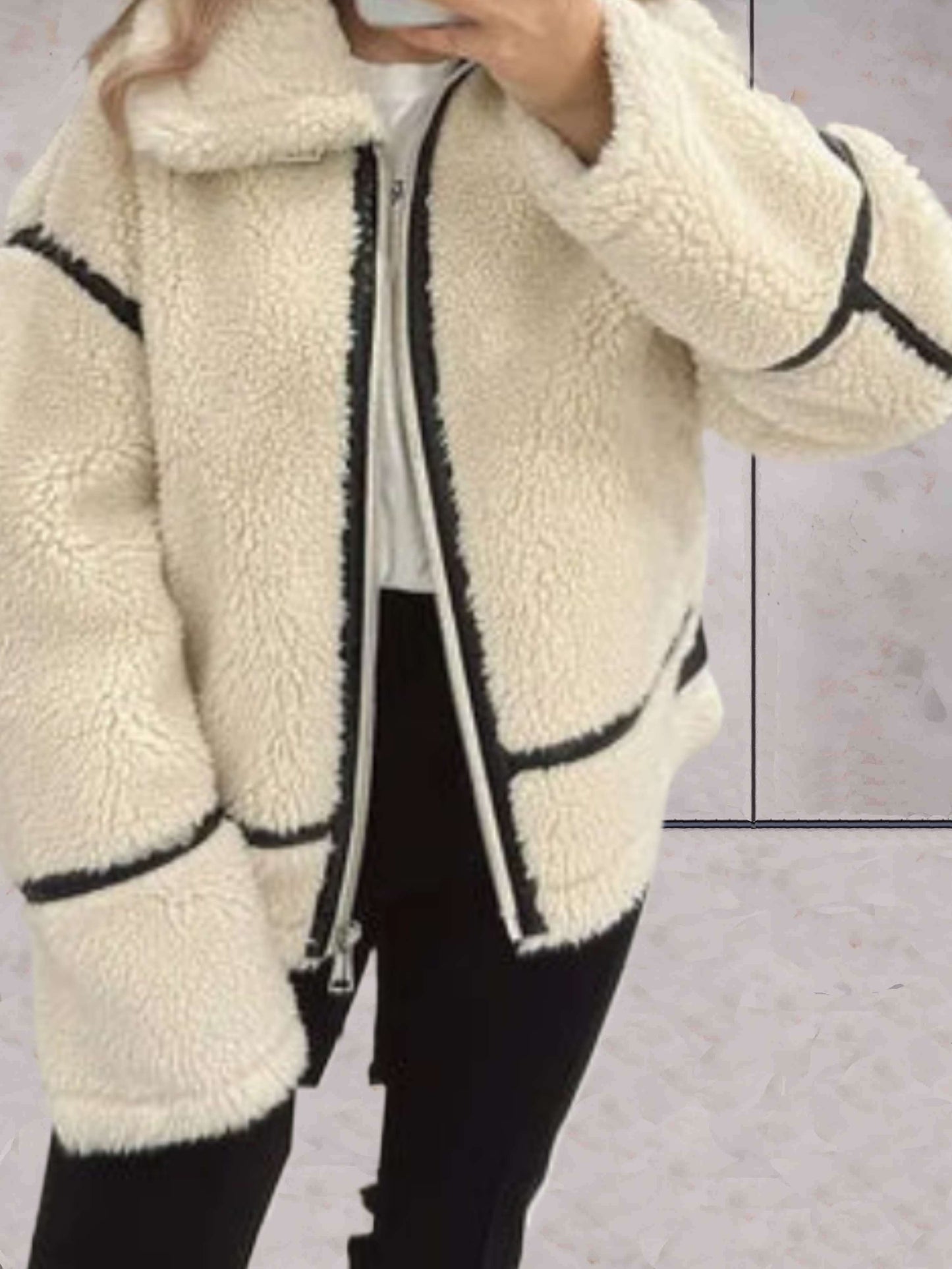 Vicky - dik en warm oversized fleecejack in 2 kleuren met ritssluiting
