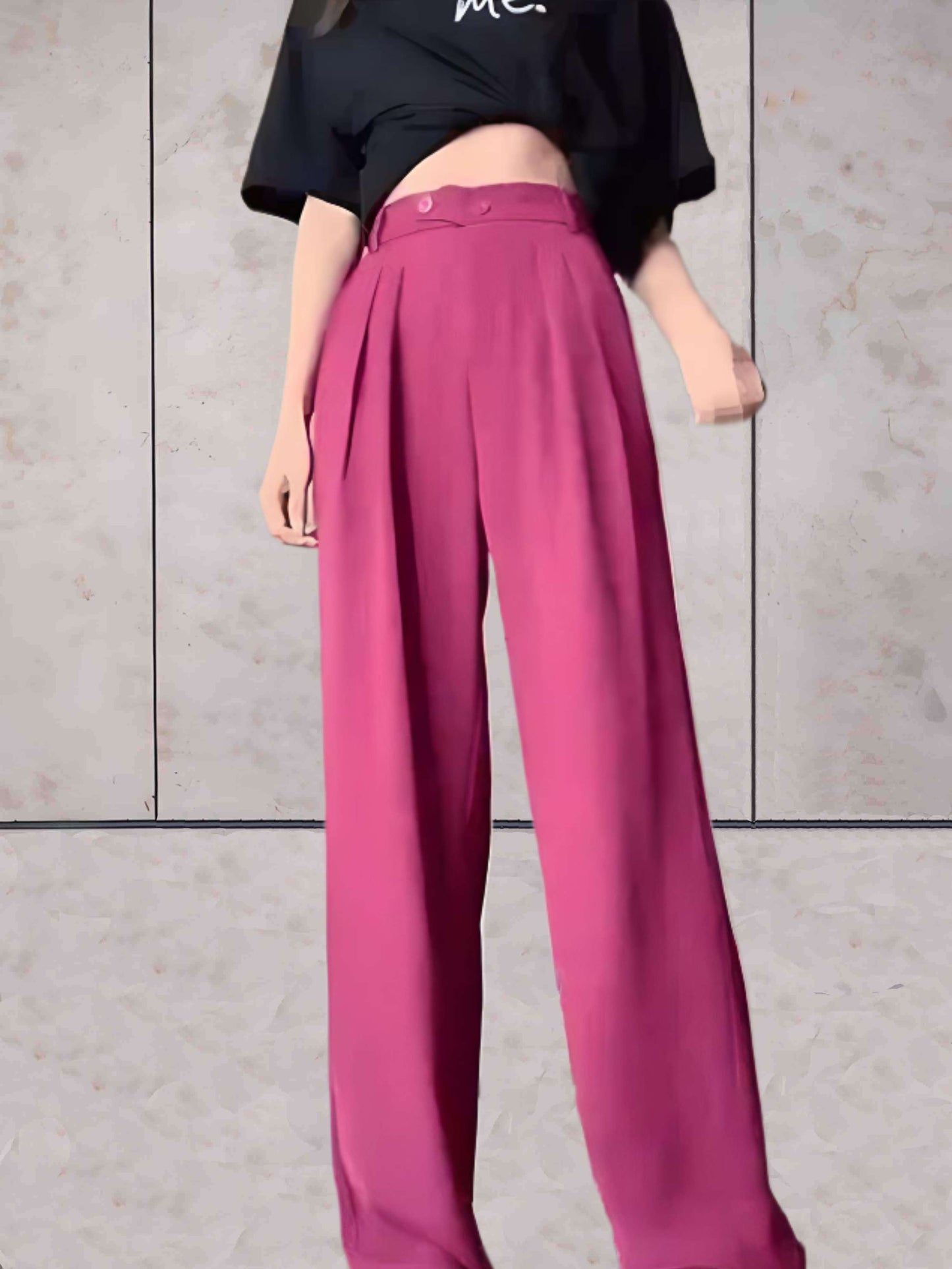 Jennelyn - eenvoudige broek met hoge taille en wijde pijpen met zakken