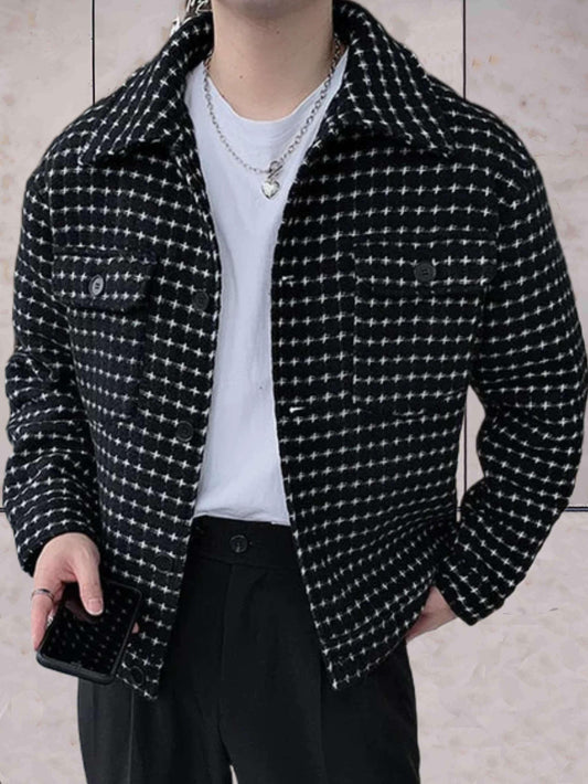 Jason - casual modieus slim fit zwart jack met witte stip print en borstzakken - Sky-Sense