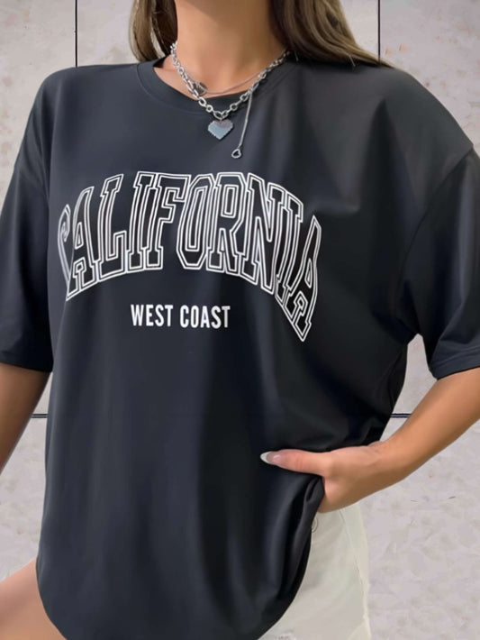 Trina - Oversized top met Californisch West Coast-opdrukontwerp aan de voorkant
