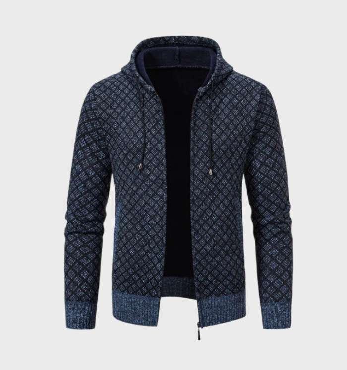 Xander - Eenvoudig argyle jack met capuchon en doorlopende ritssluiting - Sky-Sense